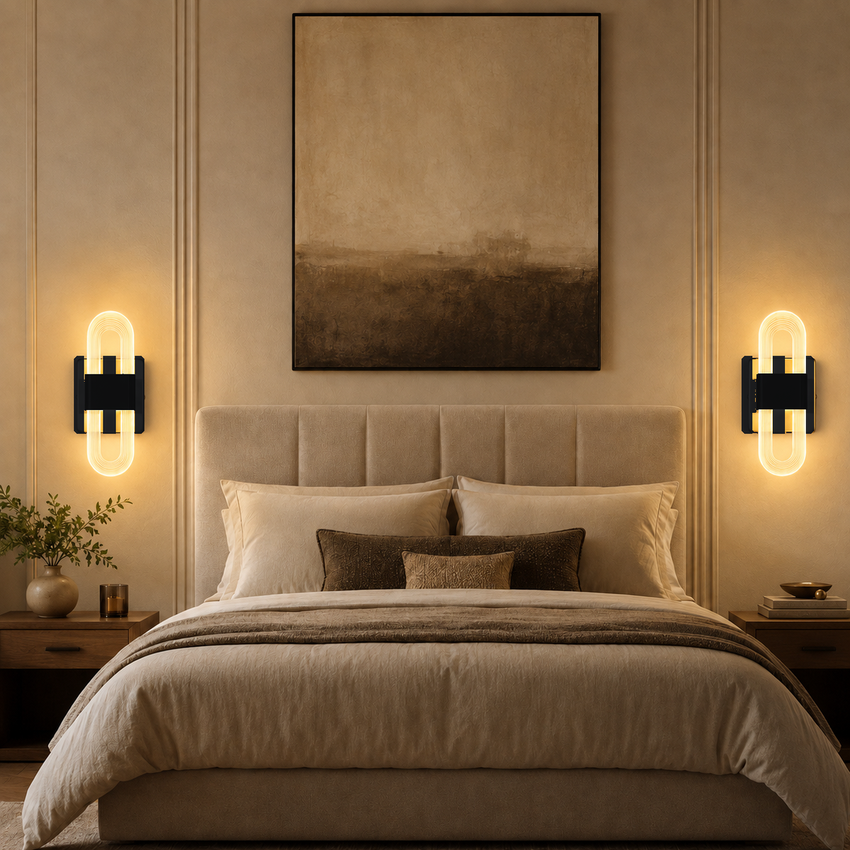 LED Headboard Wall Light, Ribbed Acrylic Loops, Warm Light – view 20 | BROKLEN