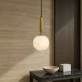 Alabaster Globe Pendant Light with Brass Finish