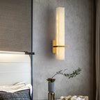 Alabaster Wall Lamp with Brass LED Light