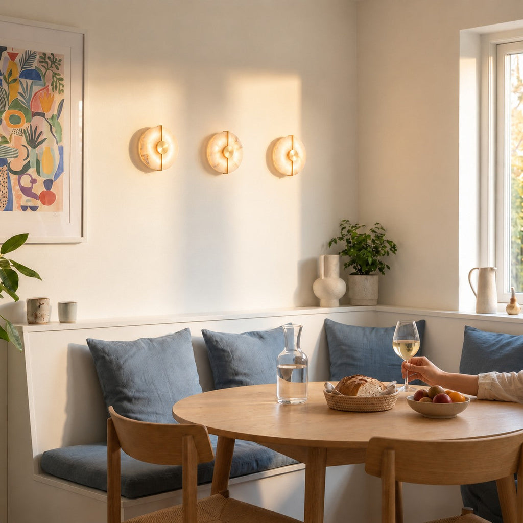 Alabaster Marble Disc Wall Light, 360° Halo – view 8 | BROKLEN