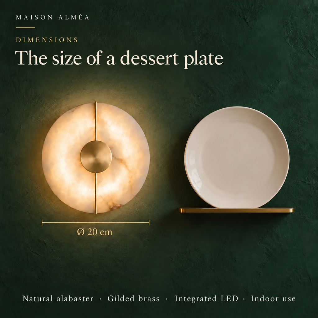 Alabaster Marble Disc Wall Light, 360° Halo – view 17 | BROKLEN