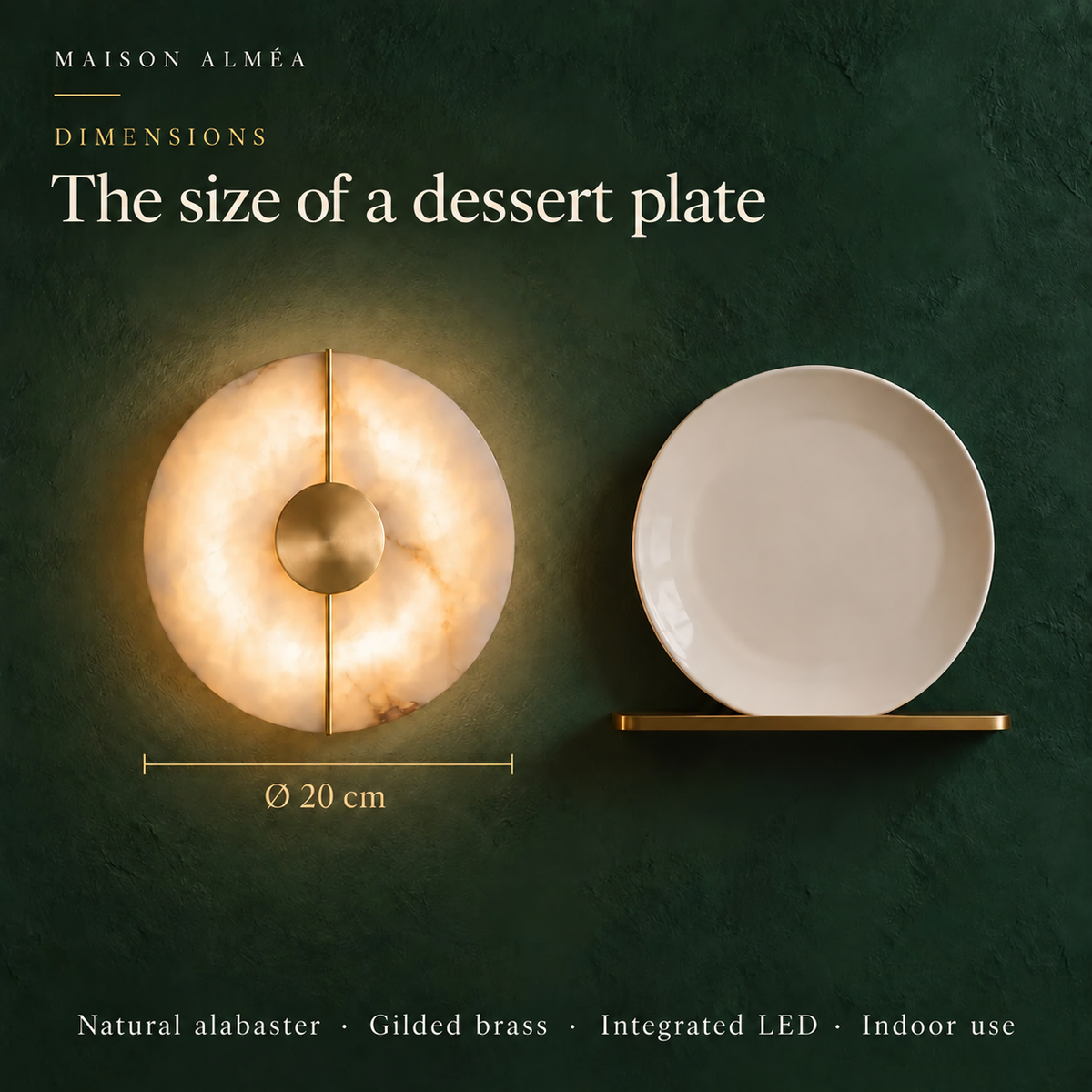 Alabaster Marble Disc Wall Light, 360° Halo – view 17 | BROKLEN