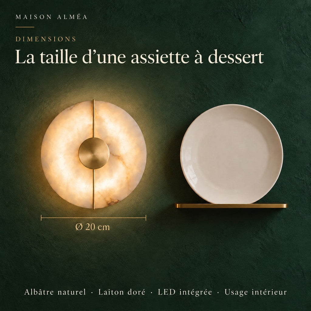 Alabaster Marble Disc Wall Light, 360° Halo – view 15 | BROKLEN