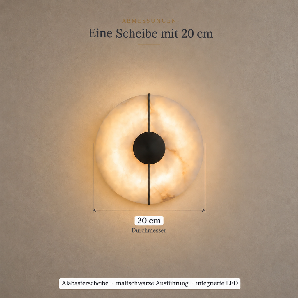Alabaster Marble Disc Wall Light, 360° Halo – view 31 | BROKLEN