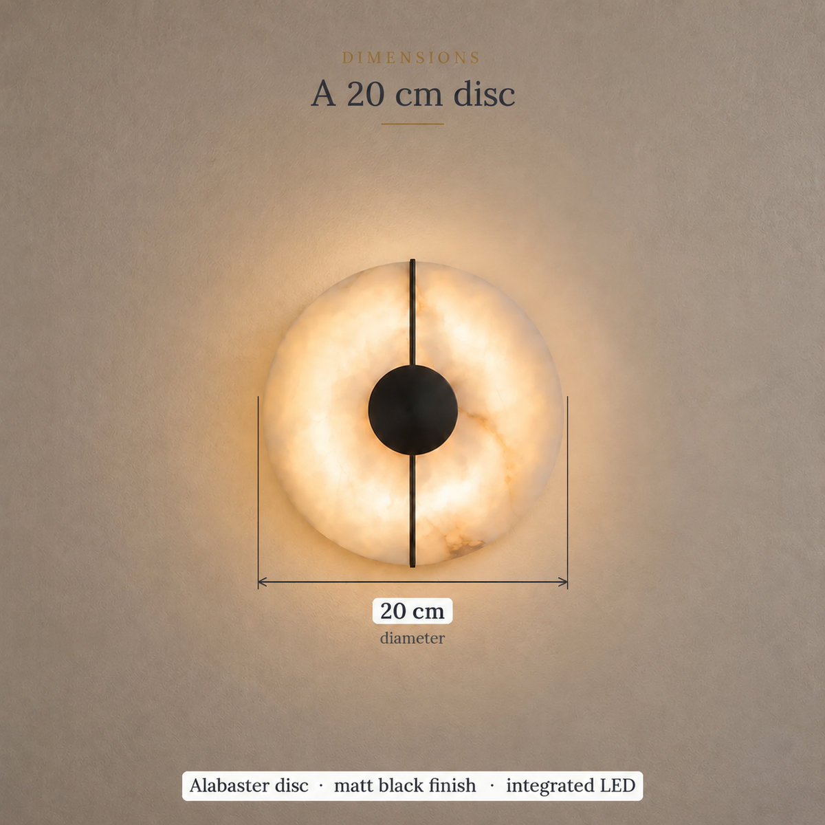 Alabaster Marble Disc Wall Light, 360° Halo – view 32 | BROKLEN
