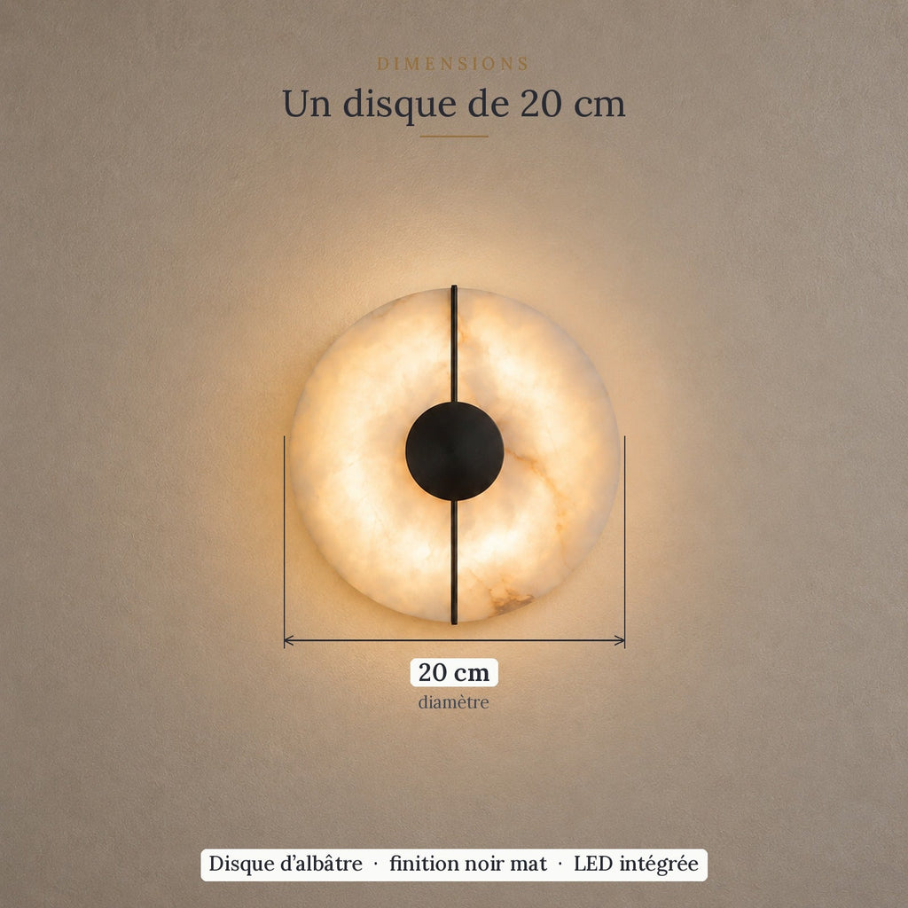 Alabaster Marble Disc Wall Light, 360° Halo – view 30 | BROKLEN