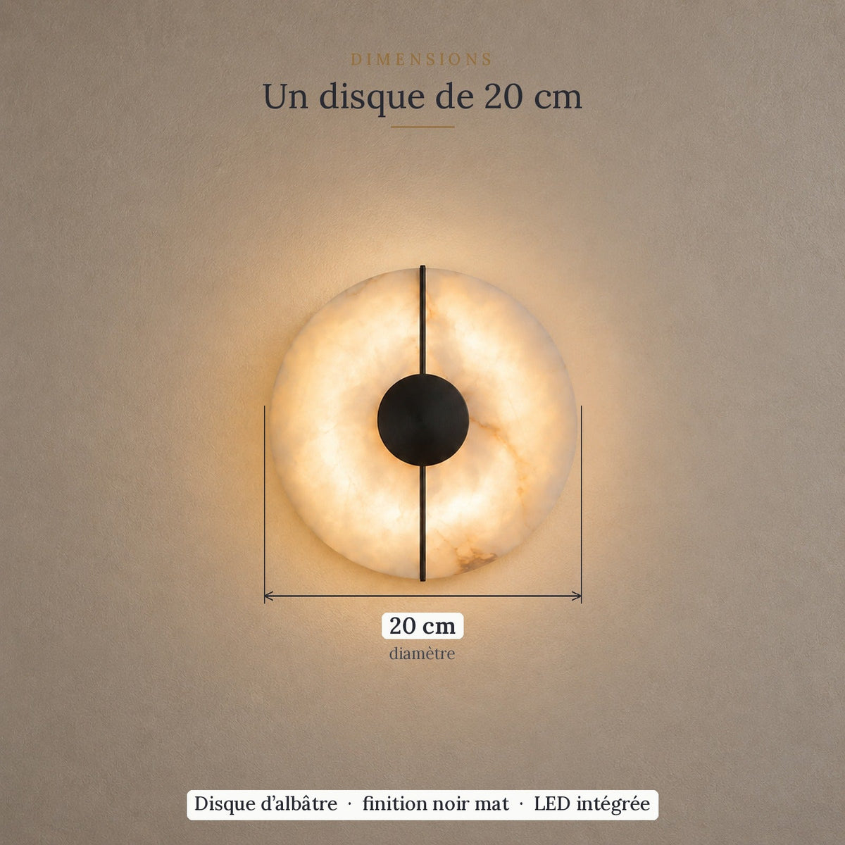 Alabaster Marble Disc Wall Light, 360° Halo – view 30 | BROKLEN