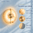 Alabaster Marble Disc Wall Light, 360° Halo – view 18 | BROKLEN