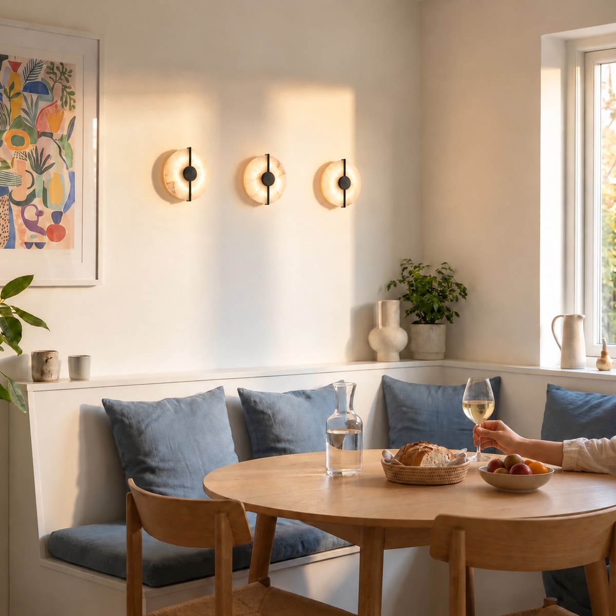 Alabaster Marble Disc Wall Light, 360° Halo – view 36 | BROKLEN