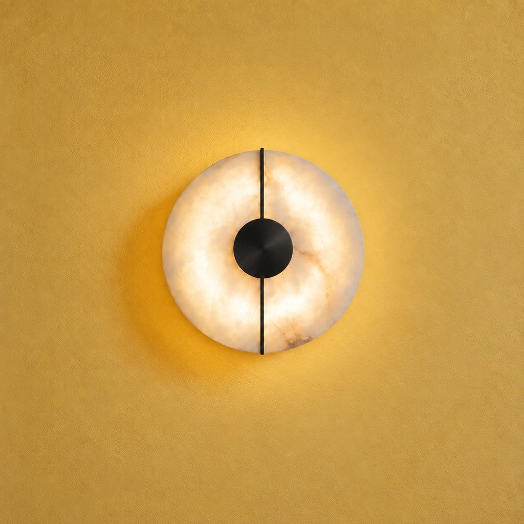 Alabaster Marble Disc Wall Light, 360° Halo – view 21 | BROKLEN