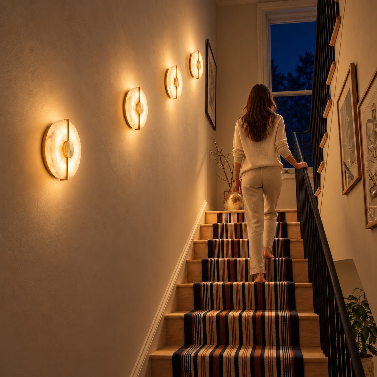 Alabaster Marble Disc Wall Light, 360° Halo – view 13 | BROKLEN