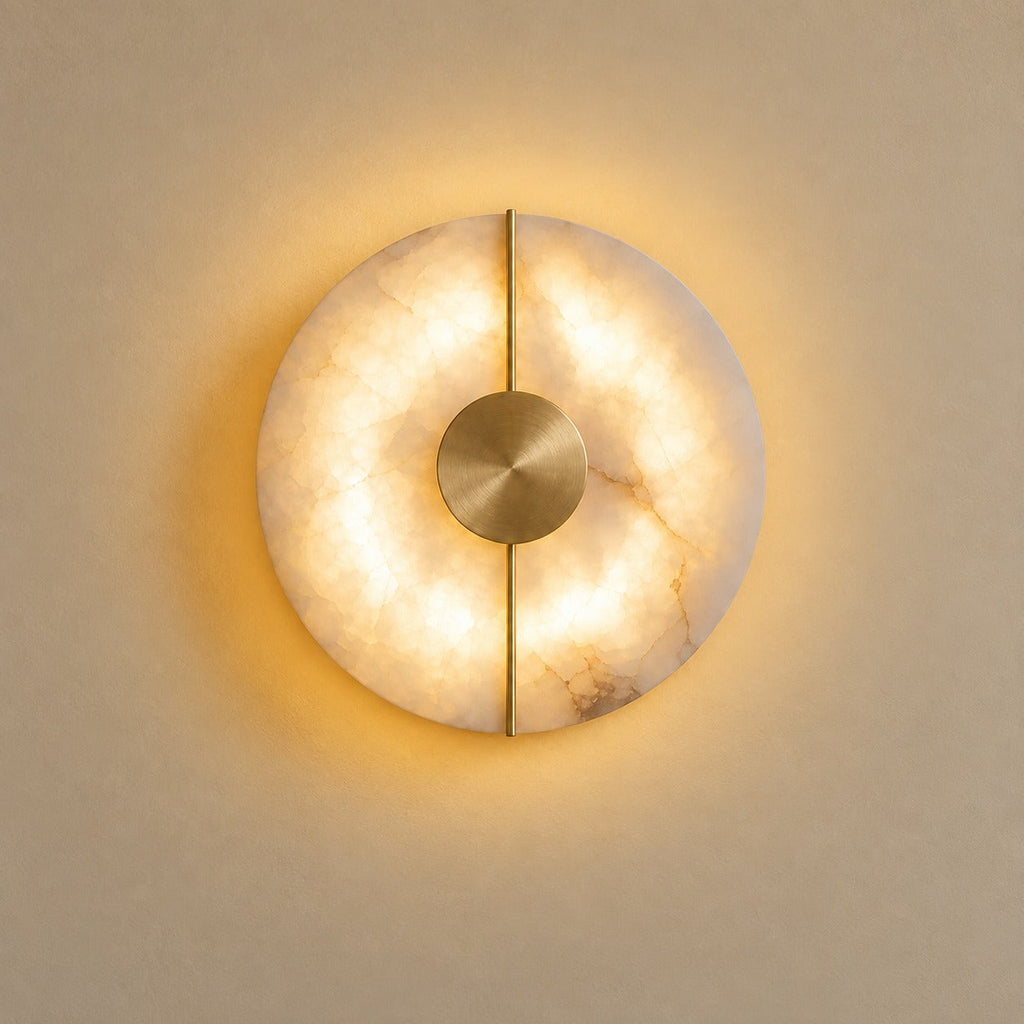 Alabaster Marble Disc Wall Light, 360° Halo – view 2 | BROKLEN