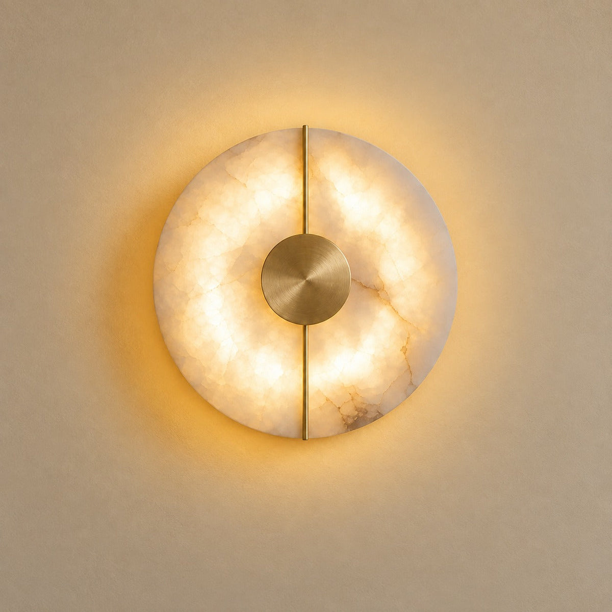 Alabaster Marble Disc Wall Light, 360° Halo – view 2 | BROKLEN