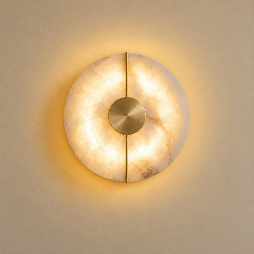 Alabaster Marble Disc Wall Light, 360° Halo – view 2 | BROKLEN
