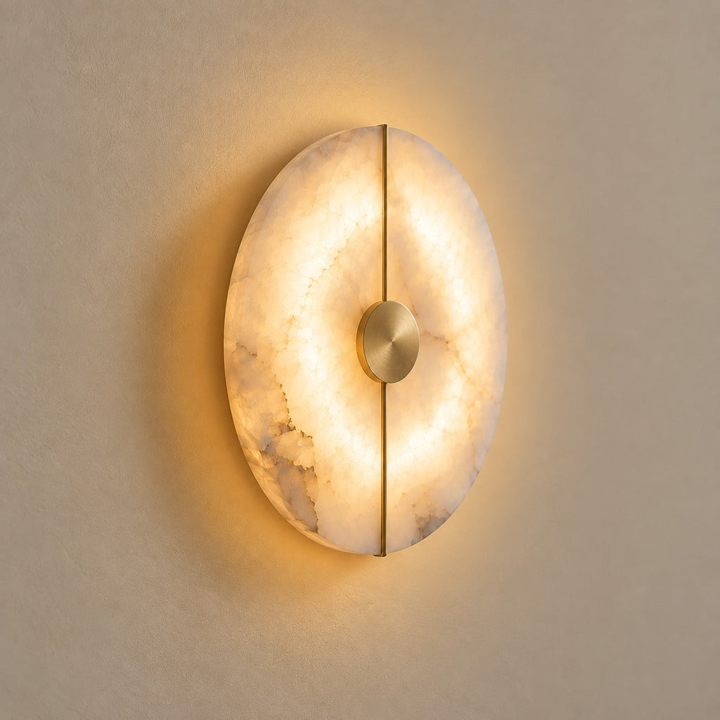 Alabaster Marble Disc Wall Light, 360° Halo – view 4 | BROKLEN