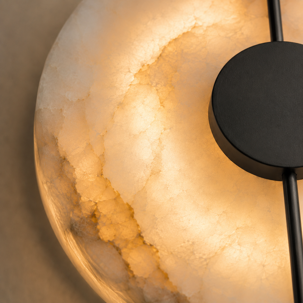 Alabaster Marble Disc Wall Light, 360° Halo – view 29 | BROKLEN