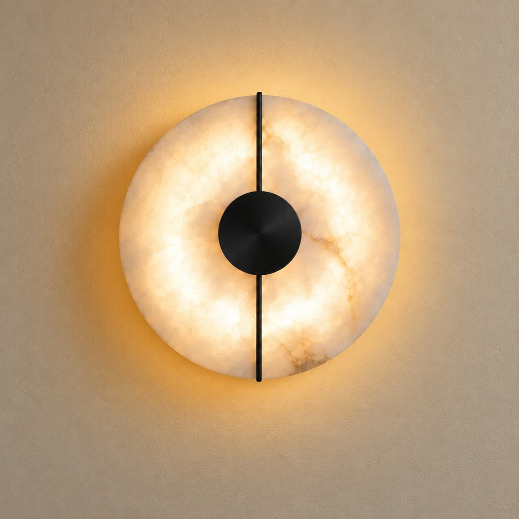 Alabaster Marble Disc Wall Light, 360° Halo – view 22 | BROKLEN