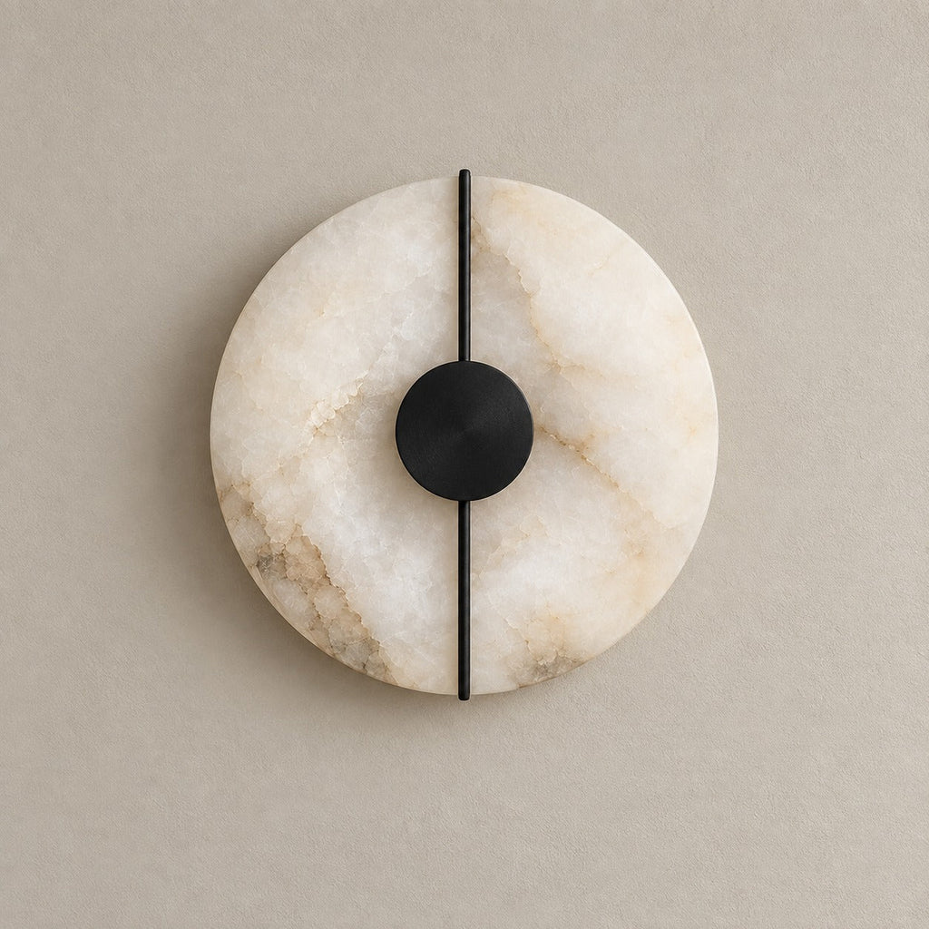 Alabaster Marble Disc Wall Light, 360° Halo – view 23 | BROKLEN