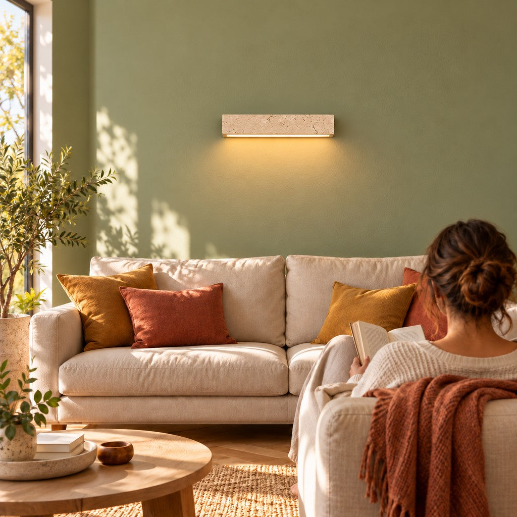 Linear Travertine LED Wall Light, Indoor and Outdoor – view 2 | BROKLEN