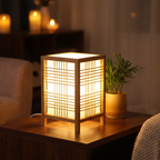 Japandi Bamboo Table Lamp for Bedroom