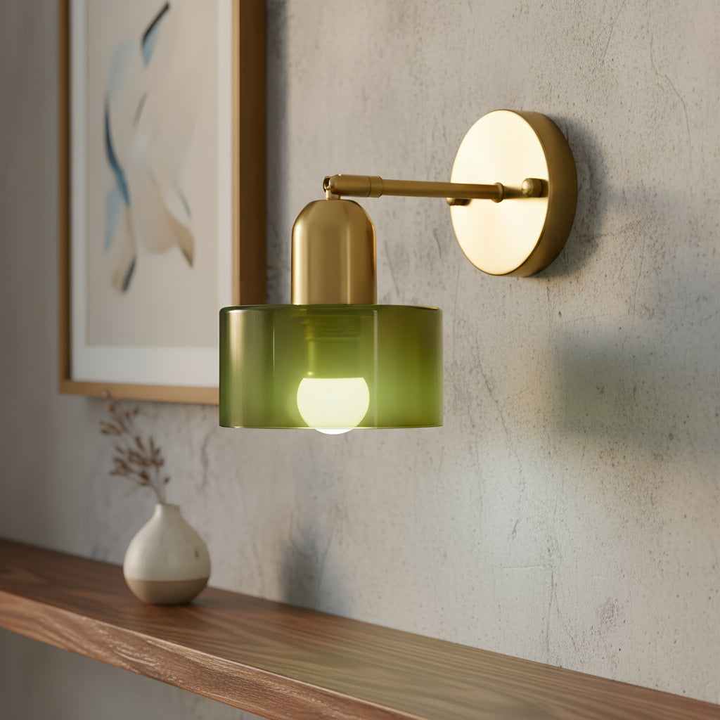 Bauhaus Wall Lamp with Coloured Glass