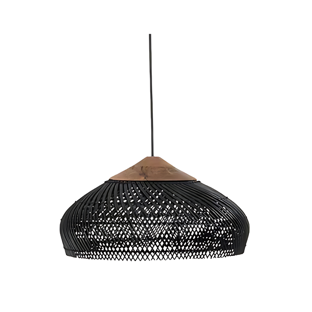 Retro Bohemian Black Rattan Pendant Light