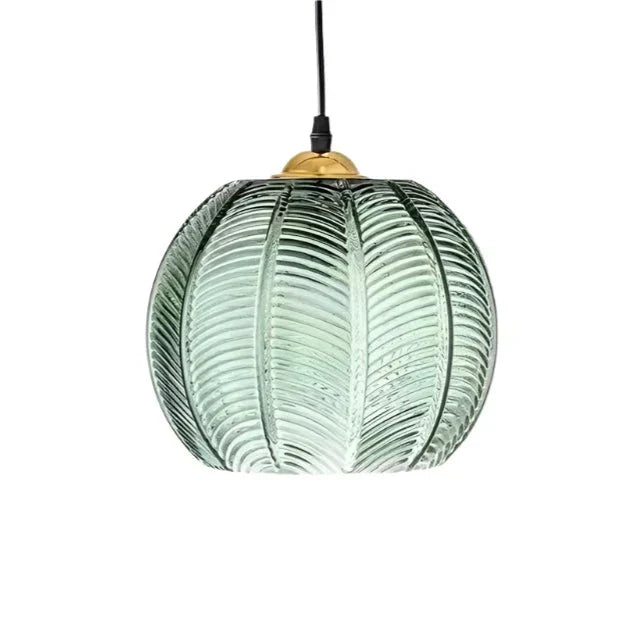 Blown Glass Leaf Pattern Pendant Light