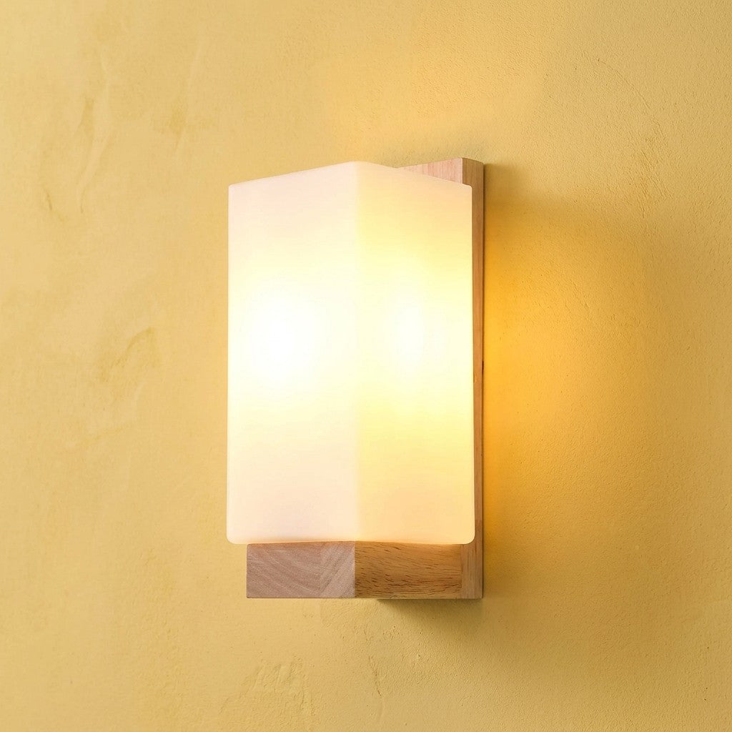 Modern Wood and Glass Wall Light, E27