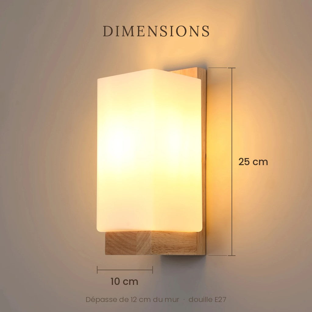 Modern Wood and Glass Wall Light, E27 – view 5 | BROKLEN