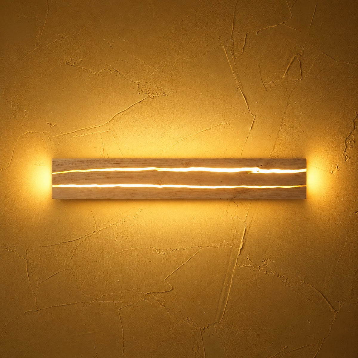 Wooden LED Wall Light with Crackle Light Line, Nordic Style