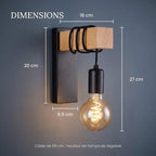 Vintage Wood Wall Light with Exposed Bulb, E27 – view 4 | BROKLEN