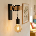 Vintage Wood Wall Light with Exposed Bulb, E27 – view 12 | BROKLEN