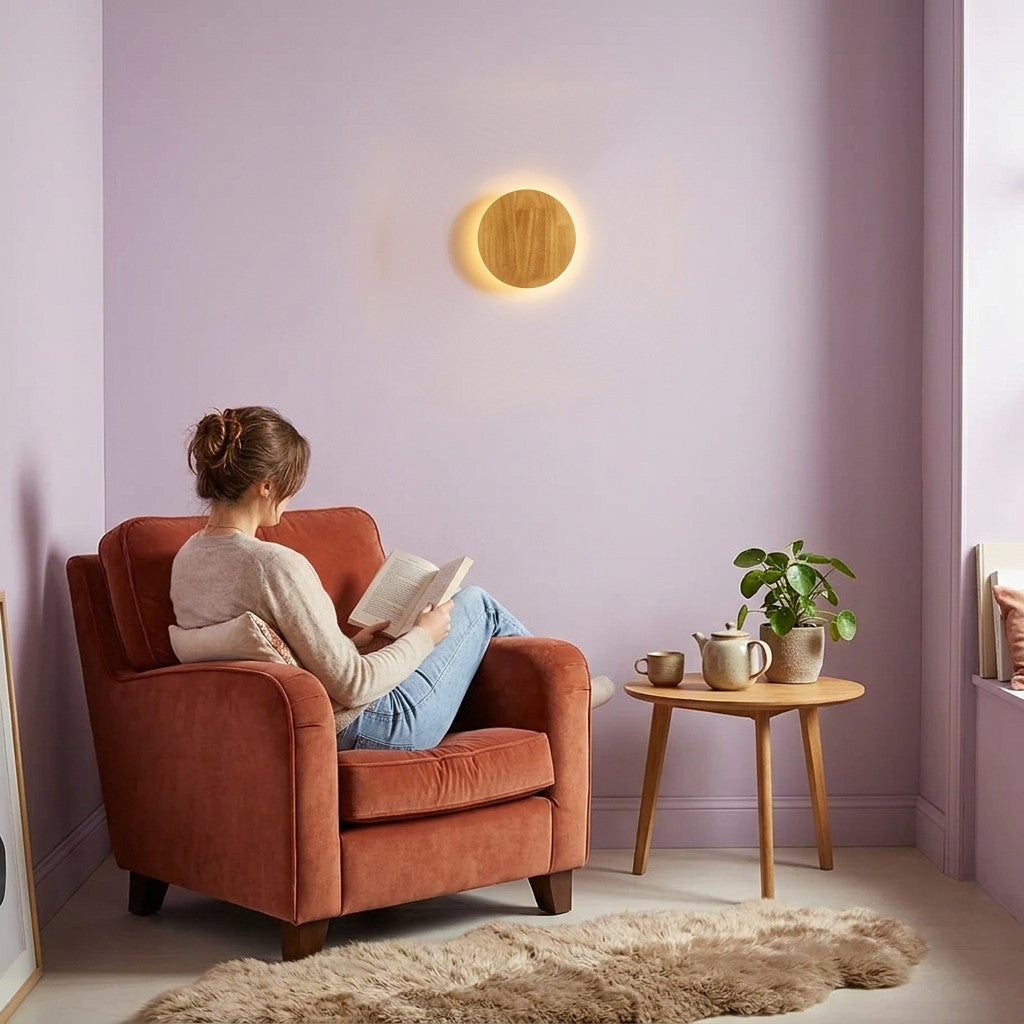 Wooden Halo Wall Light, Nordic Style – view 4 | BROKLEN