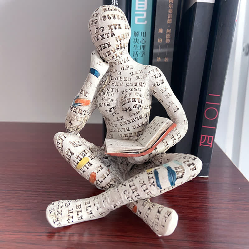 Book Lover Statue Resin Shelf Décor
