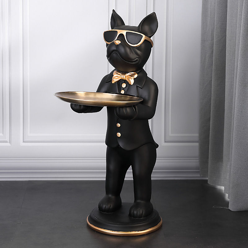 Bulldog Ornament with Gold Tray