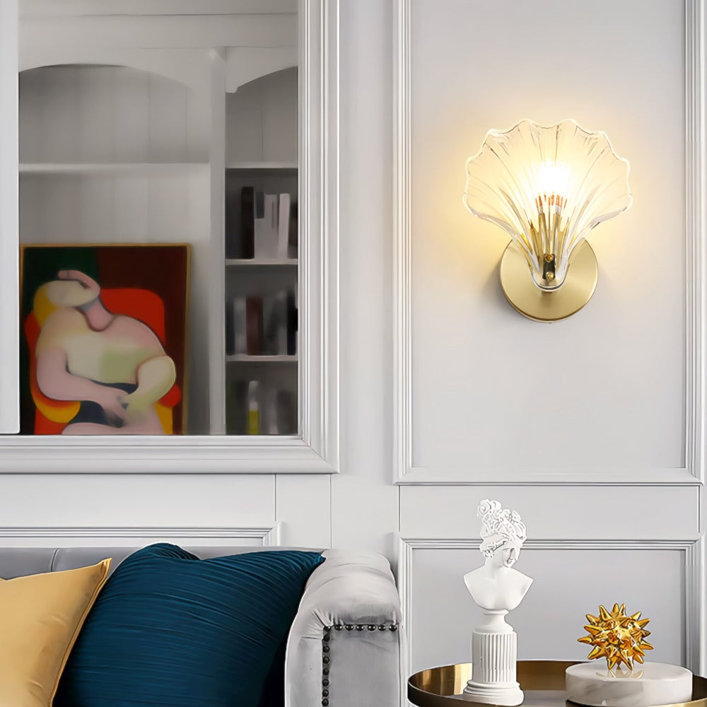 Brass & Glass Shell Wall Light – view 8 | BROKLEN