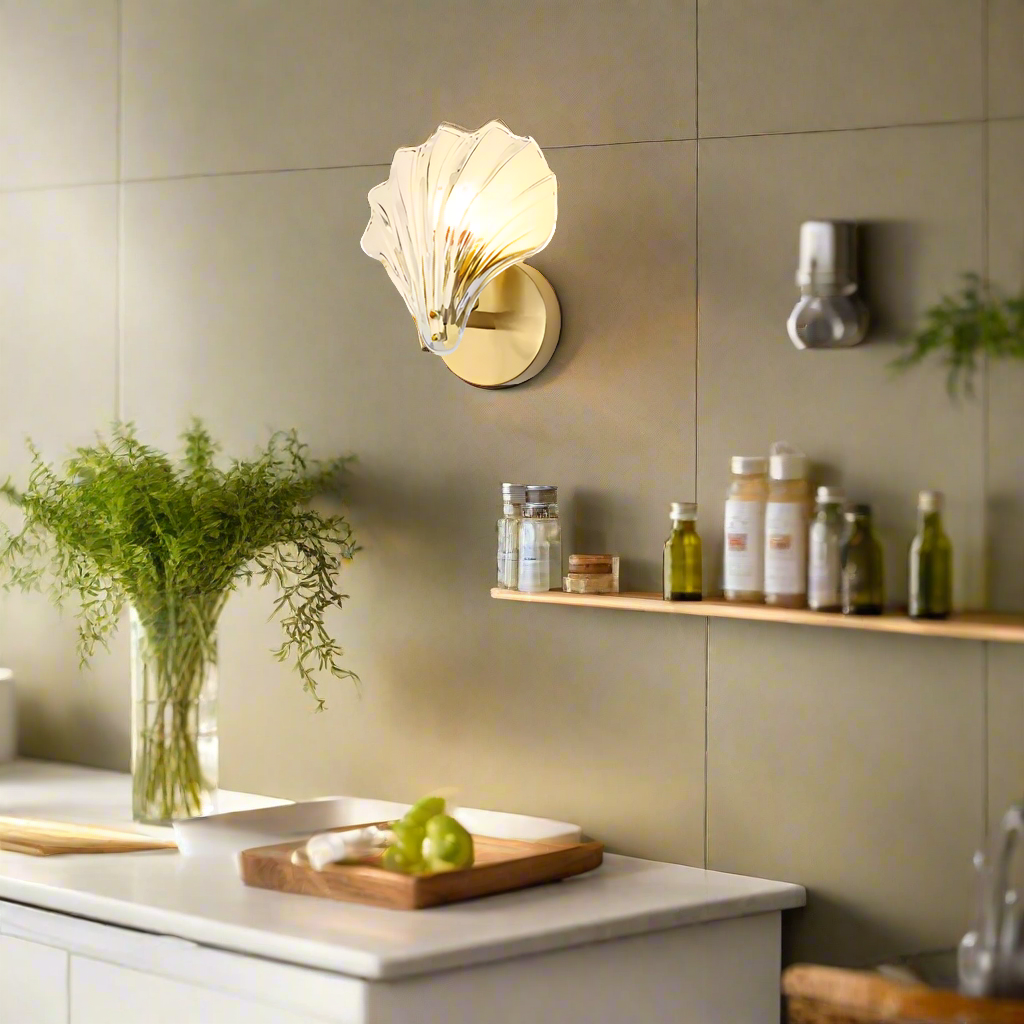 Brass & Glass Shell Wall Light – view 10 | BROKLEN