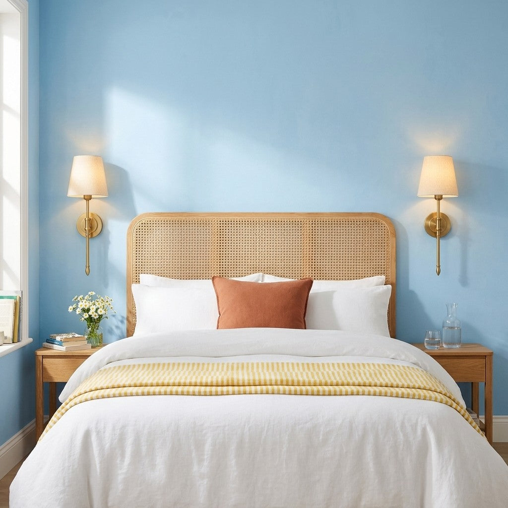 Gold Wall Light with Fabric Shade, Country Style – view 3 | BROKLEN