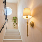 Gold Wall Light with Fabric Shade, Country Style – view 8 | BROKLEN