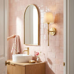 Gold Wall Light with Fabric Shade, Country Style – view 5 | BROKLEN