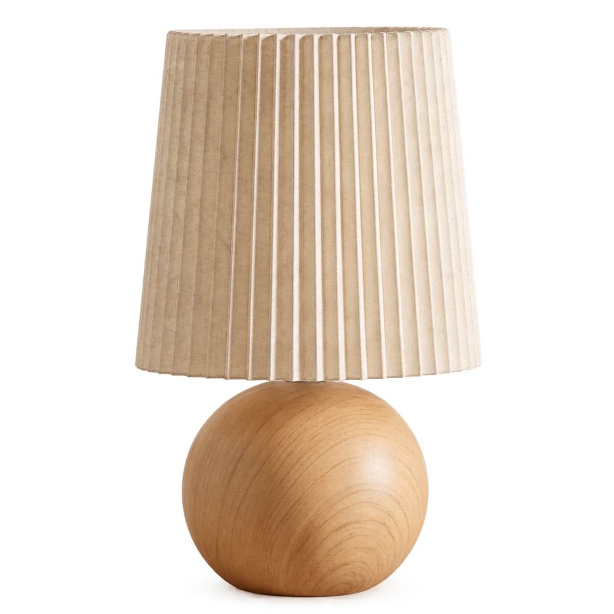 Cordless Ceramic Table Lamp with Pleated Fabric Shade