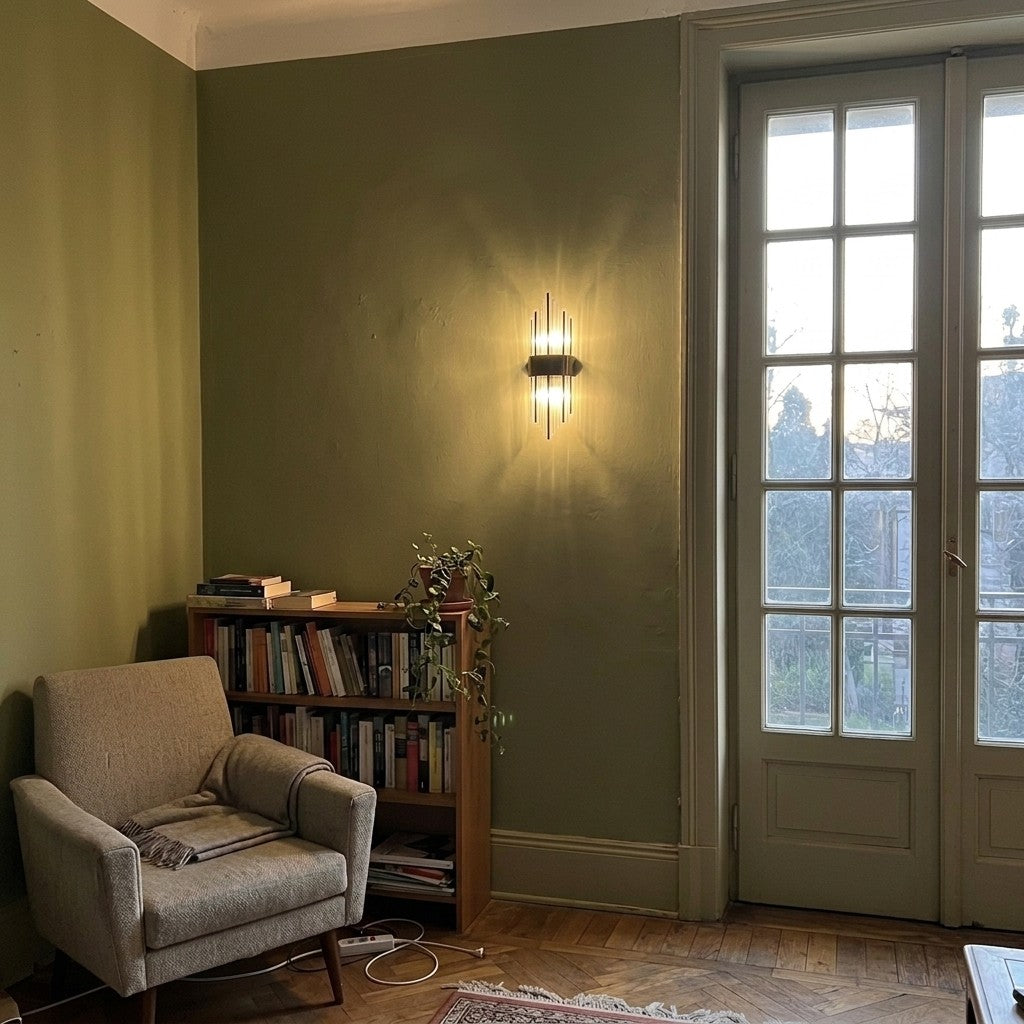 Steel and Crystal 2-Light Wall Light, Modern Design – view 2 | BROKLEN