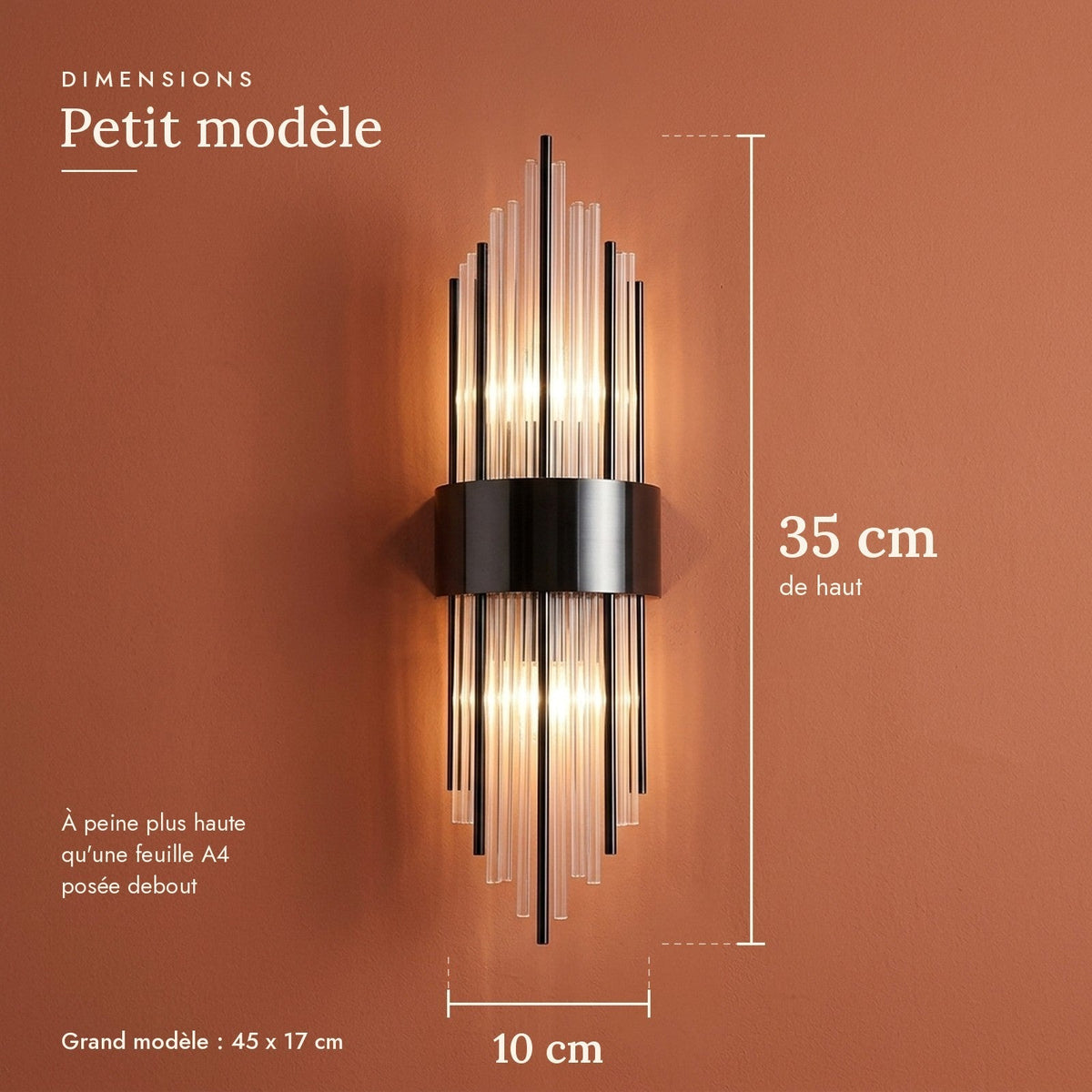 Steel and Crystal 2-Light Wall Light, Modern Design – view 4 | BROKLEN