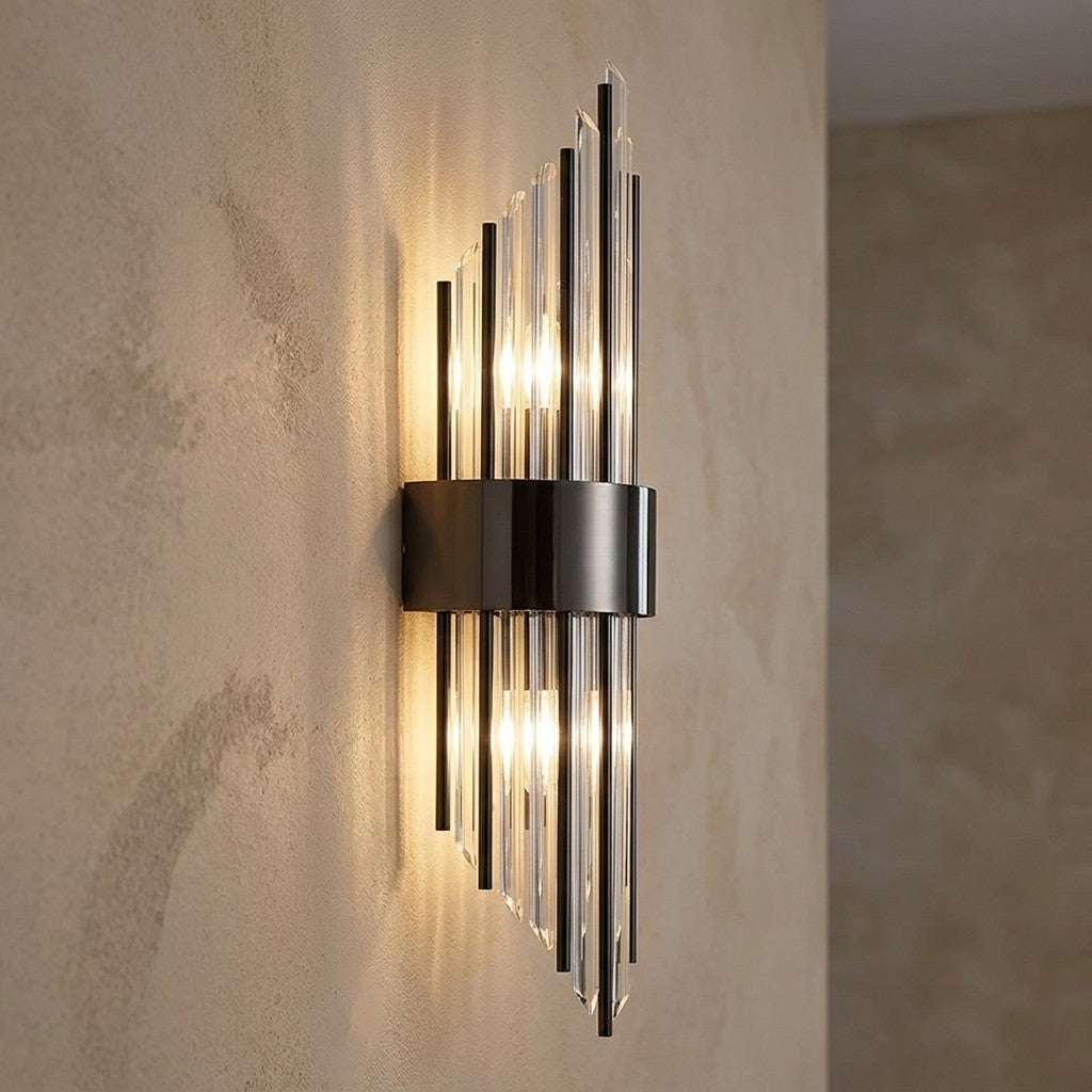 Steel and Crystal 2-Light Wall Light, Modern Design – view 5 | BROKLEN