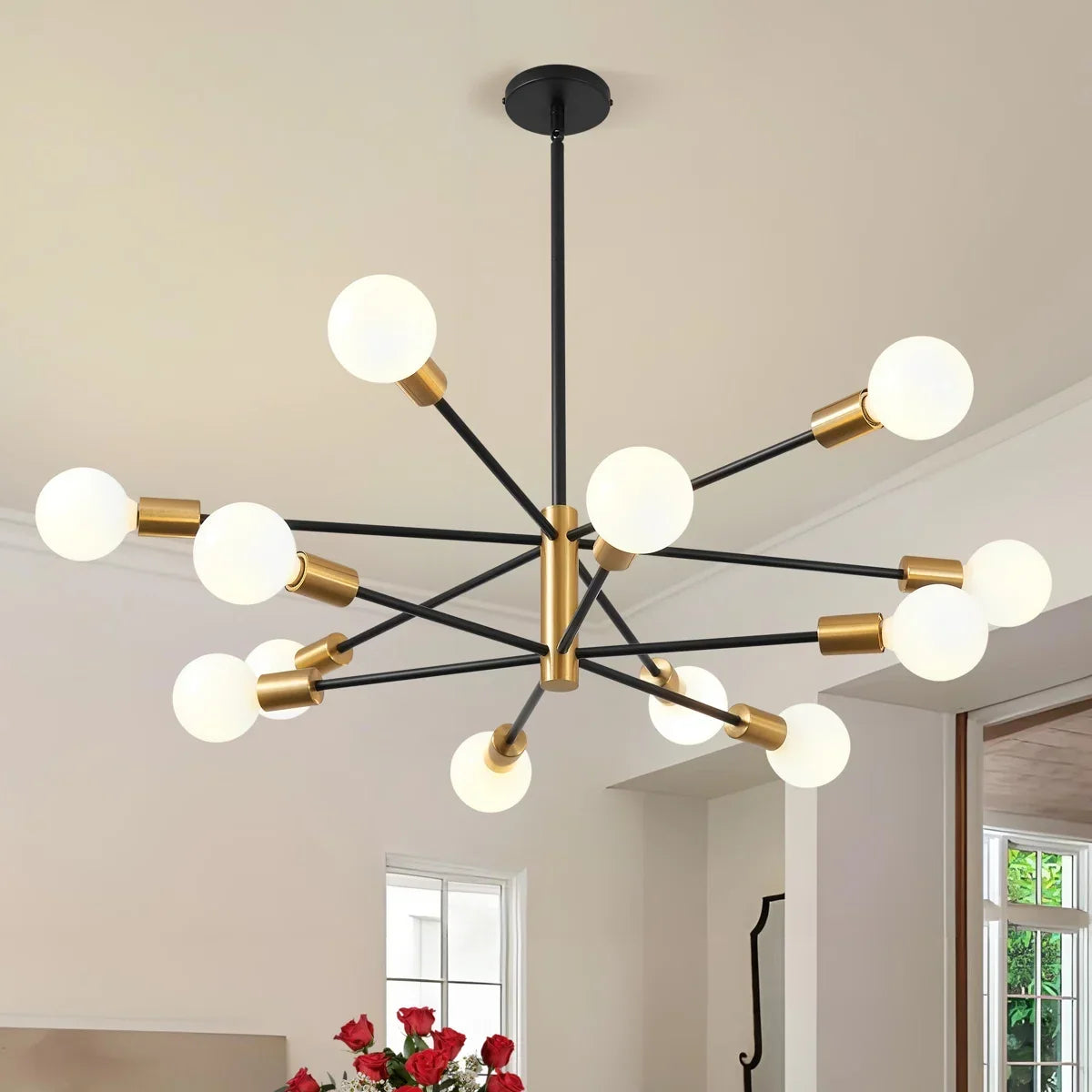 12-Light Sputnik Chandelier with Frosted Globes – view 5 | BROKLEN