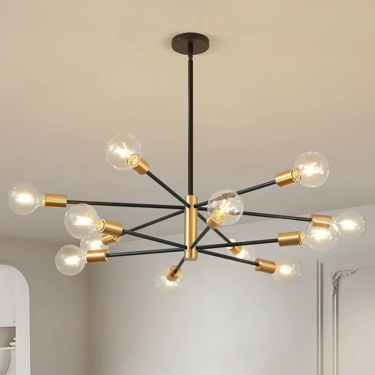 12-Light Sputnik Chandelier with Frosted Globes – view 6 | BROKLEN