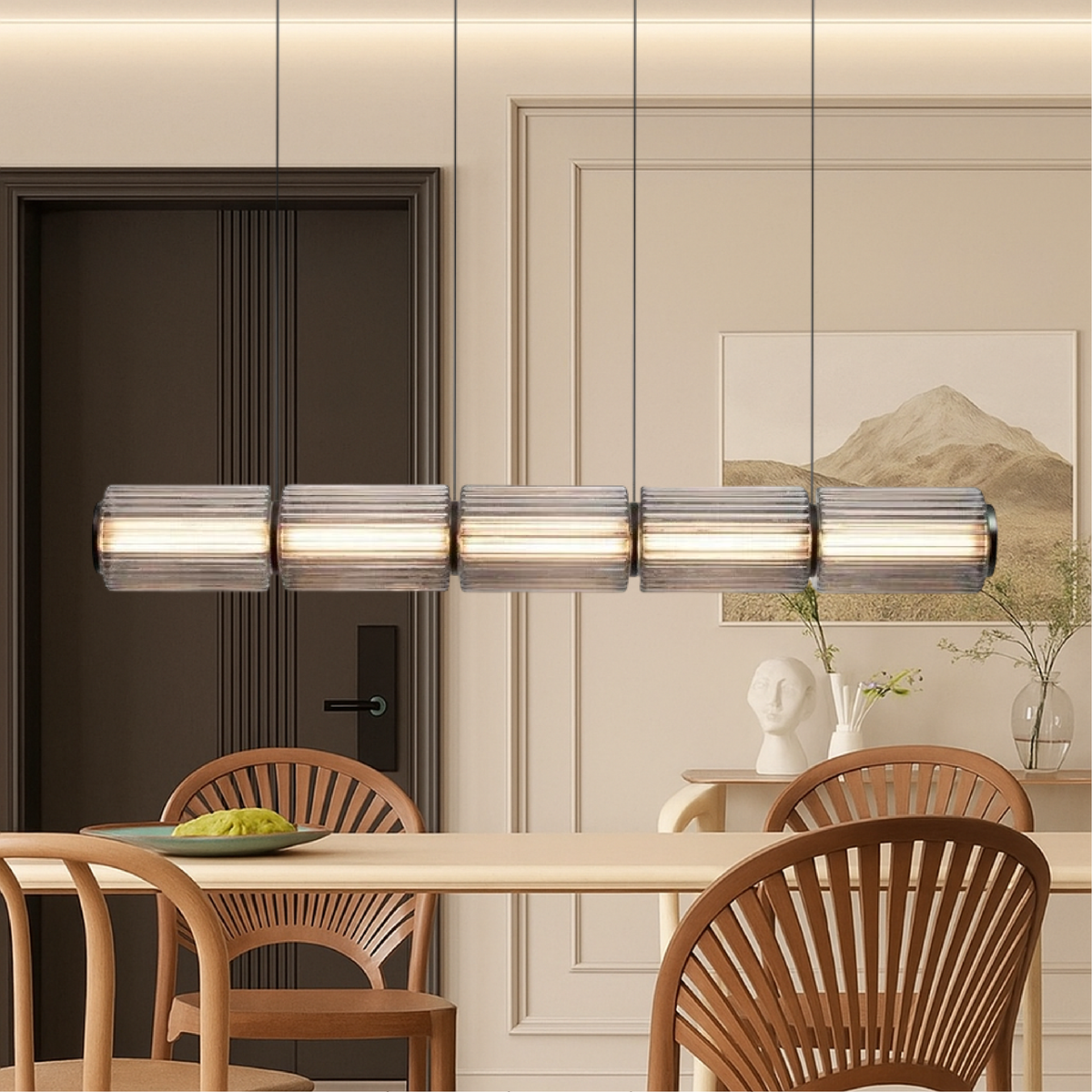 Contemporary Cylinder Glass Pendant Light