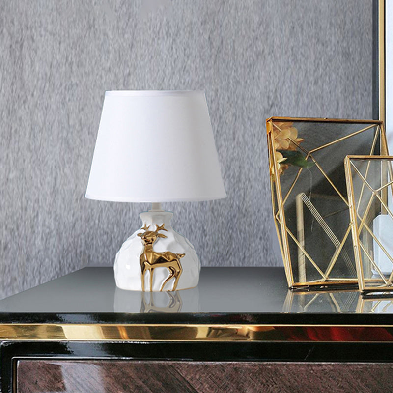 Deer Table Lamp with Classic Fabric Shade