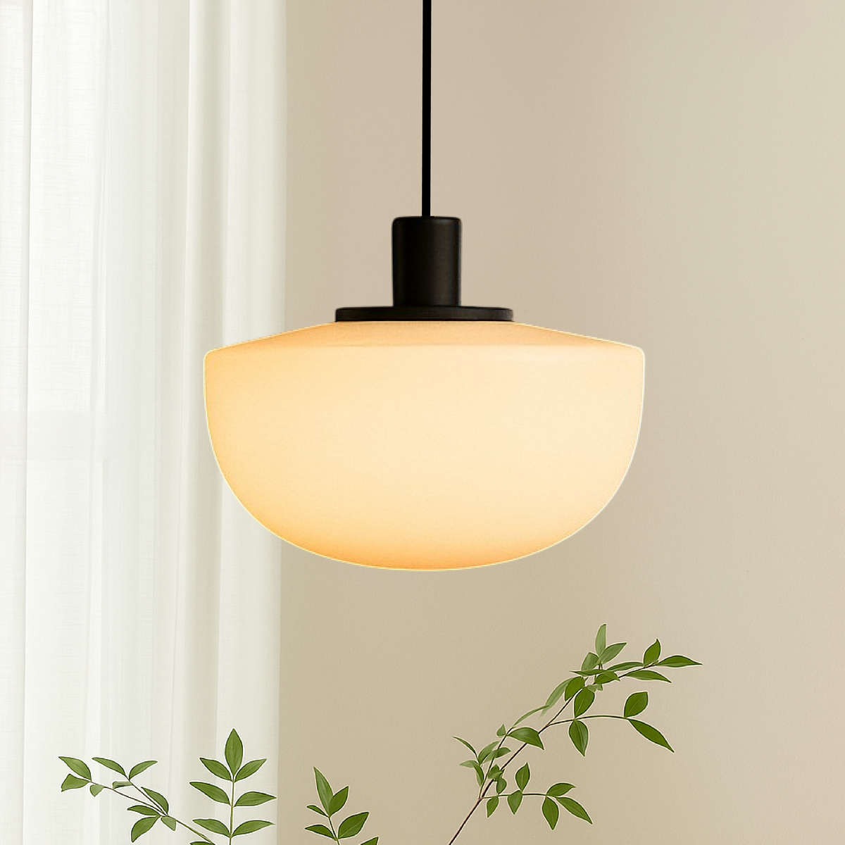 Contemporary Designer Pendant Light with Curved Shade
