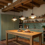 Travertine and Wood Disc Pendant Light, Ø 21 cm – view 11 | BROKLEN